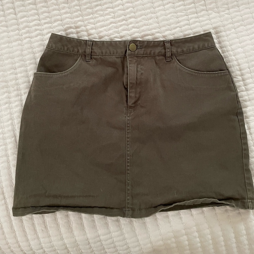 Olive Green Mini Skirt